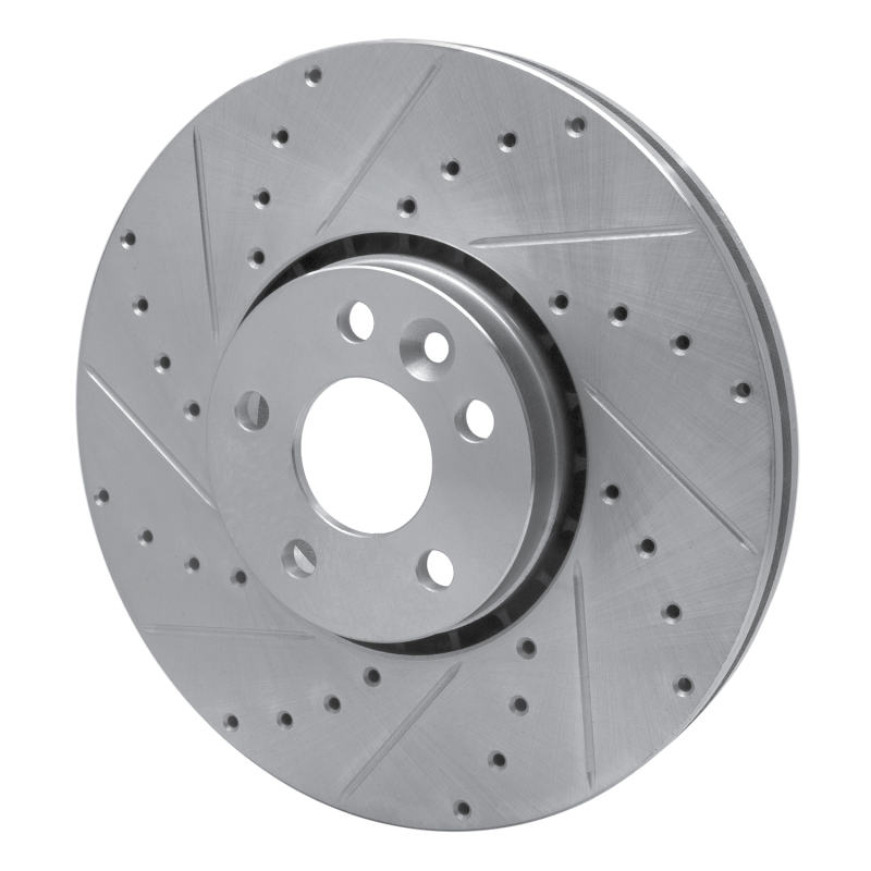 Volvo XC60 Brake Rotor (1) - Front Left - R1 Concepts - Drilled & Slotted - Silver - `10-`16